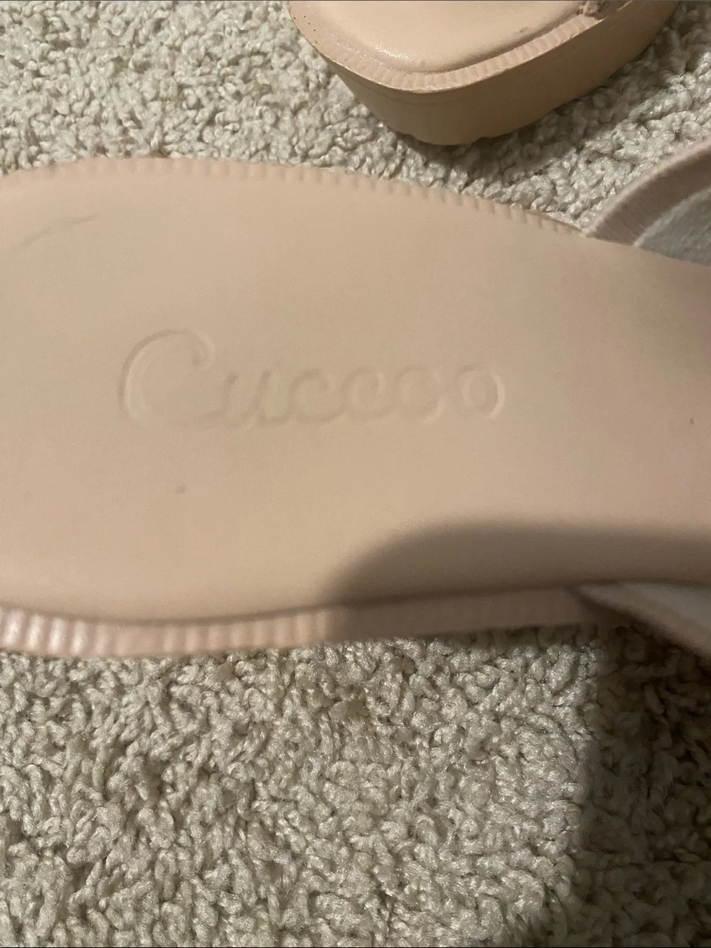 Cuccoo Rubber Heels Real Comfy 3” Block Heels, Color: Beige